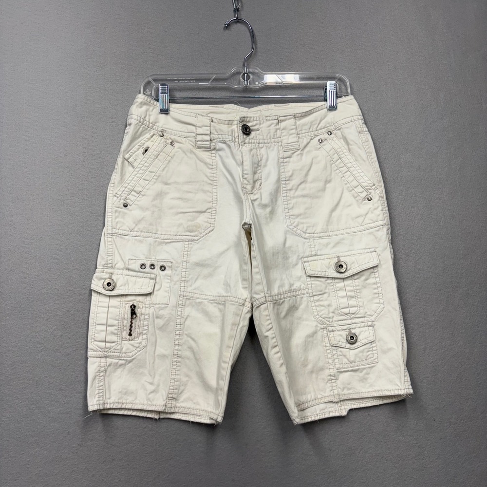Aeropostale Cargo Shorts Womens 5/6 White Y2K Utility Multi-Pocket Cotton